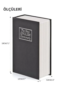 Kitap Görünümlü Anahtarlı Çelik Mini Kasa Ev İçin Altın Takı Kutusu Kasa Kumbara Kilitli Sandık